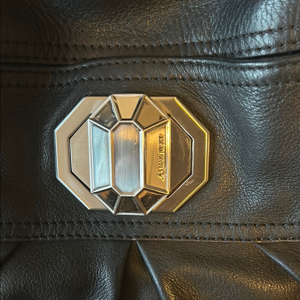 B.Makowsky Black Slouchy Shoulder Bag with Silver Hardware. - Picture 7 of 15